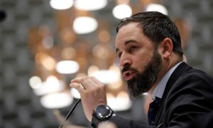 14/01/2019.- El presidente de Vox, Santiago Abascal, durante su participación esta mañana en un desayuno-coloquio organizado por el Club Siglo XXI. EFE/Juan Carlos Hidalgo