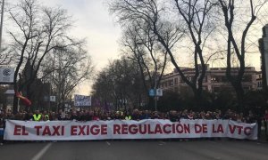 09/02/2019.- Taxistas vuelven a manifestarse para exigir una regulación de la VTC. EUROPA PRESS