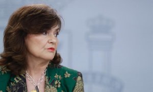 Carmen Calvo, durante su comparecencia en el último Consejo de Ministros de 2019 / EFE