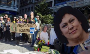 Quince organizaciones se concentran ante la Embajada de Honduras en Madrid para reclamar justicia real por el asesinato de la ambientalista hondureña Berta Cáceres, cometido hace tres años. EFE/Nico Rodriguez