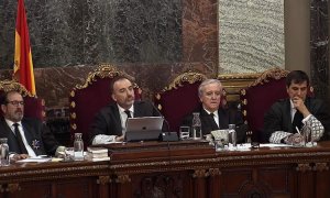 El presidente del Tribunal Manuel Marchena, junto a los jueces Andrés Martínez, Juan Ramón Berdugo y Antonio del Moral. EFE