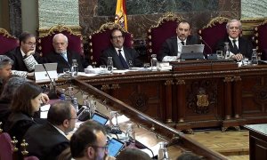 El presidente del tribunal que juzga el procés, Manuel Marchena (2d), durante la sesión de hoy en el Tribunal Supremo./EFE