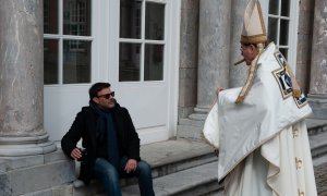 François Ozon con François Marthouret, en el rodaje de la película