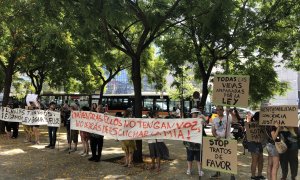 A las puertas de la Ciutat de la Justícia se han concentrado una veintena de personas. Europa Press