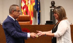 Núria Marín en el moment de ser investida presidenta de la Diputació de Barcelona. DIPUTACIÓ DE BARCELONA