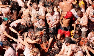 28/08/2019.- La Tomatina se celebra cada último miércoles de agosto en Bunyol .EFE/ Miguel Ángel Polo