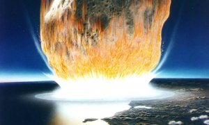 Representación artística del impacto del asteroide. / NASA/Don Davis