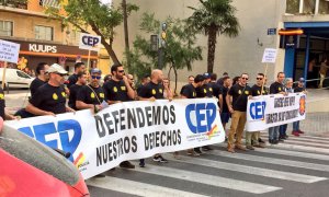 Manifestación de protesta en Valencia de agentes afiliados la CEP, en julio de 2017. @cep_cepolicia