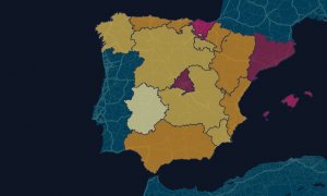 Mapa de Fotocasa que muestra el precio del alquiler por comunidades autónomas en España.