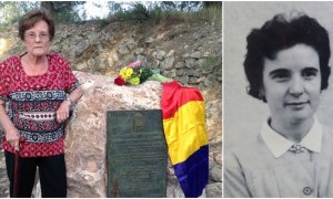 La guerrillera antifranquista Esperanza Martínez Sole. A la derecha, en la cárcel de Alcalá. / AGE