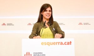 La portaveu i ara secretaria general adjunta d'ERC, Marta Vilalta, en la roda de premsa en què s'han anunciat els resultats del congrés del partit. ERC