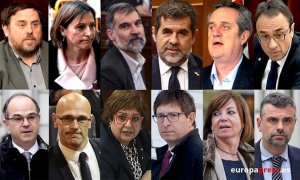 Montaje con los rostros de los líderes independentistas del 1-O y presos del ‘procès’. / EUROPA PRESS