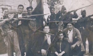 La Escuadra Negra de Eirexalba, integrada por falangistas lucenses. / ARCHIVO FAMILIA DÍAZ