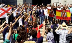 Concentración realizada por militantes franquistas en el Valle de los Caídos el 18 de julio de 2018. EFE
