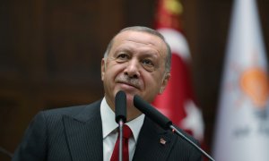 El presidente turco, Tayyip Erdogan, en el parlamento este miércoles. / Reuters