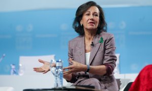 La presidenta del grupo Santander, Ana Botín, durante su intervención en el evento del segmento de Alto Nivel de la COP25, durante la décima jornada de la Conferencia de Naciones Unidas sobre el Cambio Climático, en Madrid (España). E.P./Jesús Hellín