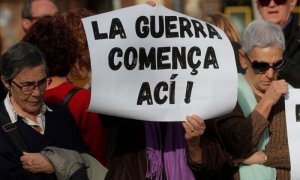 Una de las protestas contra la llegada del barco saudí al puerto de Sagunto (Valencia) el pasado 10 de diciembre. EFE