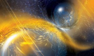 Ilustración de dos estrellas de neutrones en colisión. / National Science Foundation / LIGO / Sonoma State University / A. Simonnet