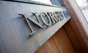 El logo de Norges Bank, el gestor del fondo soberano de Noruega, el mayor de Europa y uno de los mayores del mundo.