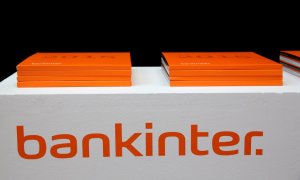 El logo de Bankinter en una reunión de accionistas en Madrid, en marzo de 2016. REUTERS/Andrea Comas