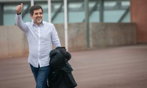 Jordi Sànchez, en sortir de la presó de Lledoners gràcies al seu primer penitenciari. EUROPA PRESS / DAVID ZORRAKINO