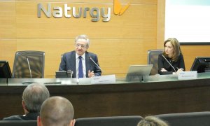 El presidente de la Fundación Naturgy, Rafael Villaseca, en la presentación del informe 'Situación económico-financiera de las principales empresas del sector eléctrico en España'. E.P.