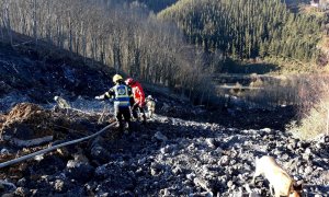 06/02/2020 - La búsqueda de dos personas desaparecidas después de un deslizamiento de tierra en la autopista AP8 en Zaldibar, Bizkaia. EFE / EPA / SOS DEIAK