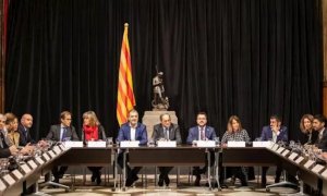 Reunió entre el Govern de la Generalitat i les empreses i administracions relacionades amb el Mobile World Congress després de la cancel·lació, a Barcelona. Pau Venteo | Europa Press