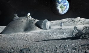 Las futuras bases lunares se podrían construir con impresoras 3D que mezclen materiales como el regolito lunar, el agua y la orina de los y las astronautas. / ESA, Foster and Partners