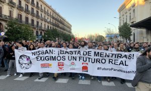 Manifestació dels treballadors de Nissan exigint un futur laboral digne/ Javier Pachecho