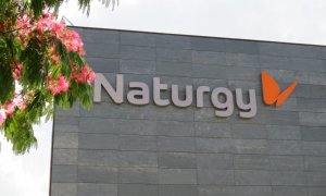 El logo de Nagturgy en su sede en Madrid. E.P.