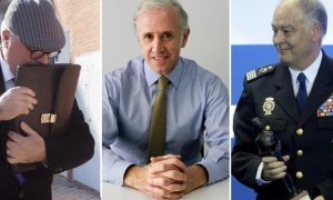 El comisario José Manuel Villarejo, Eduardo Inda y el ex número dos de la Policía, Eugenio Pino.