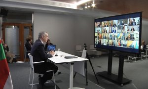 Urkullu durante la videoconferencia de presidentes autonómicos