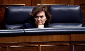 La vicepresidenta del Gobierno, Carmen Calvo durante el pleno extraordinario. EFE