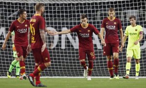 Jugadores de la AS Roma celebran un gol. EFE/Archivo