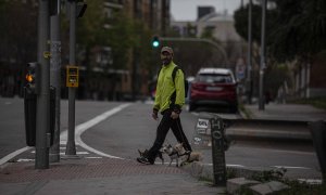 Un hombre pasea a sus perros durante el estado de alarma por el coronavirus. / JAIRO VARGAS