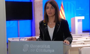 La consellera de Presidència, Meritxell Budó, durant una roda de premsa del 6 d'abril de 2020. ACN/Generalitat de Catalunya