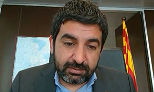 El conseller de Treball, Afers Socials i Famílies, Chakir El Homrani, durant la compareixença telemàtica.