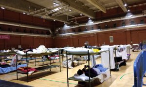 Imagen del albergue habilitado para acoger a personas sin hogar, durante el estado de alarma por la pandemia del coronavirus.