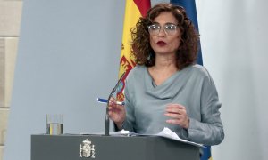 La ministra de Hacienda y portavoz del Ejecutivo, María Jesús Montero, durante la rueda de prensa posterior al Consejo de Ministros. E.P.