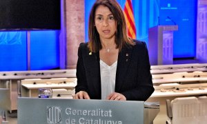 La consellera de la Presidència i portaveu del Govern, Meritxell Budó, en una compareixença. Imatge del 7 d'abril de 2020. (Horitzontal). Presidència | Jordi Bedmar