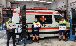 Alsa colabora en la limpieza y desinfección de vehículos de la Cruz Roja. E.P.