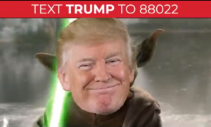 Montaje de Trump  y Yoda para su vídeo de campaña.