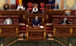 El presidente del Gobierno, Pedro Sánchez durante su intervención en el pleno del Congreso este miércoles. /EFE