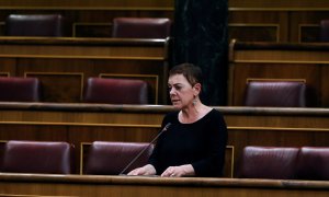 La diputada de EH Bildu Mertxe Aizpuru interviene en el pleno del Congreso, durante el debate  de la quinta prórroga del estado de alarma. E.P./Pool