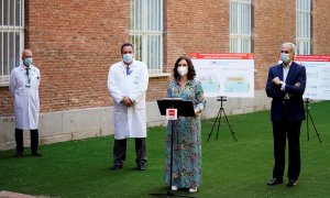 La presidenta madrileña Isabel Díaz Ayuso durante su visita al Hospital Niño Jesús./ Comunidad de Madrid (EFE)