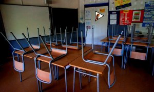 Vista de un aula vacía de la Escola l'Estel de Barcelona. EFE/Quique García/Archivo