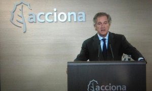 El presidente de Acciona, José Manuel Entrecanales, ante la junta de accionistas telemática de la constructora. E.P.