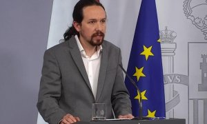 El vicepresident segon del Govern espanyol, Pablo Iglesias, en roda de premsa.