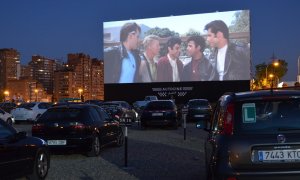 Los Autocines Madrid Race, durante la proyección de 'Grease'. JOSE CARMONA.